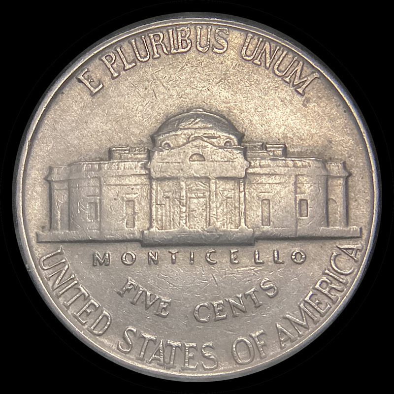 1956-Jefferson-Nickel,-Blocky-DDR.