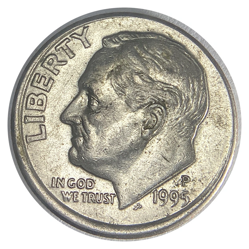 Misaligned-1995-P-Dime-With-Strange-Rim,-Uneven-Edge-Thickness.