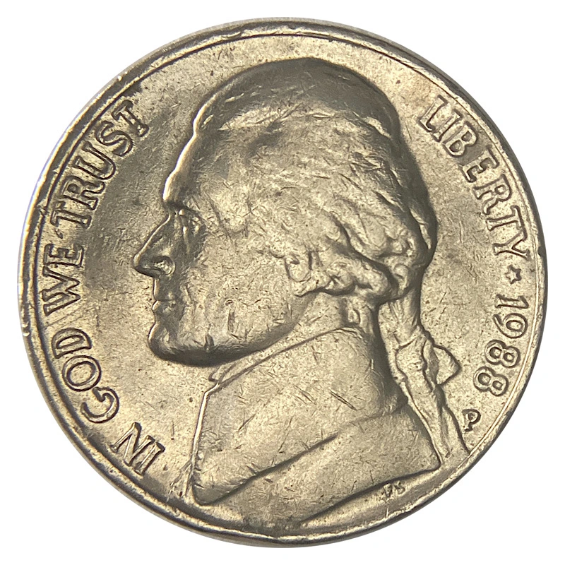 1988-P-Nickel,-Ffd-Or-Parallel-Scratches-On-Reverse.
