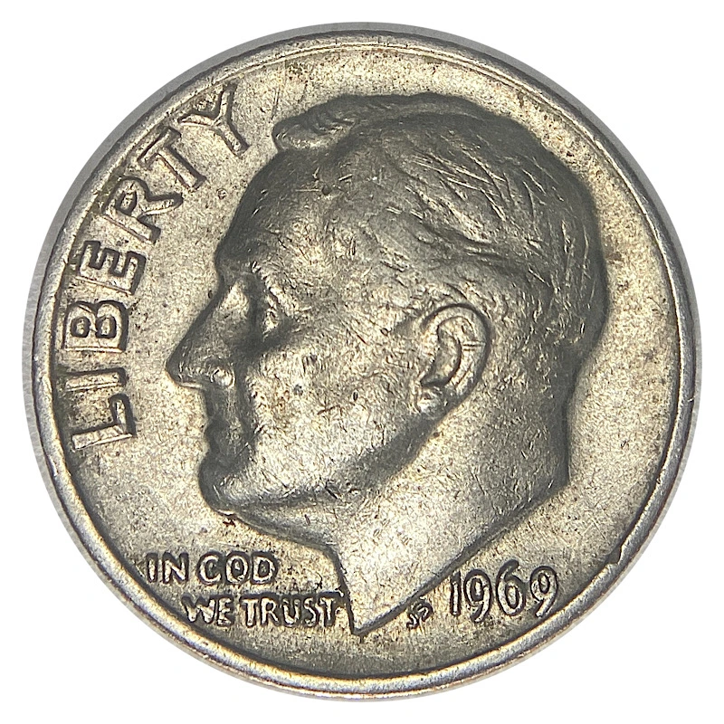 1969-Roosevelt-Dime,-Reverse-Of-1968,-FS-901.