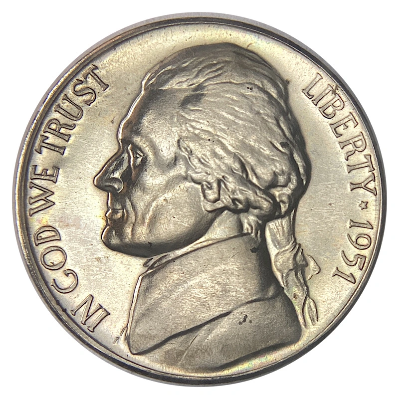 1951-Jefferson-Proof-Nickel-For-Grading.