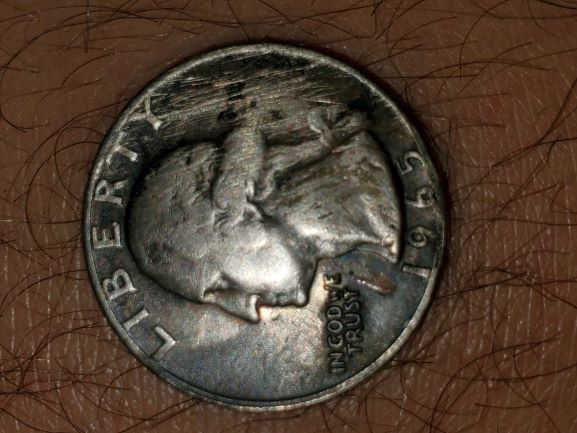 1965-Quarter-Dollar-...dark-With-Something-Inside-The-Coin?