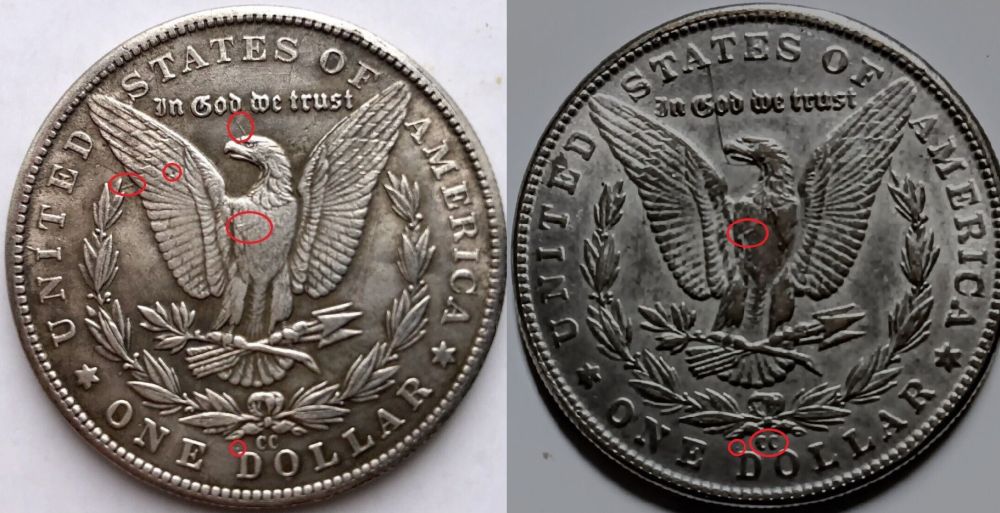 Glad-I-Don't-Collect-Morgans.-Documented-Reverses-Of-Counterfeit-CC-Morgan-$'s.
