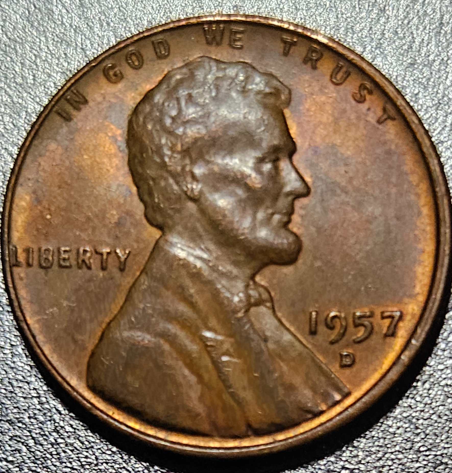 1957-D-Wheat-Penny-With-Weird-Marking-On-Reverse