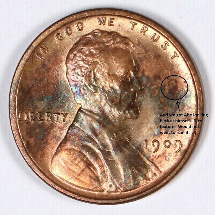 1909-VDB-Penny.--Toning-Or-Stain?