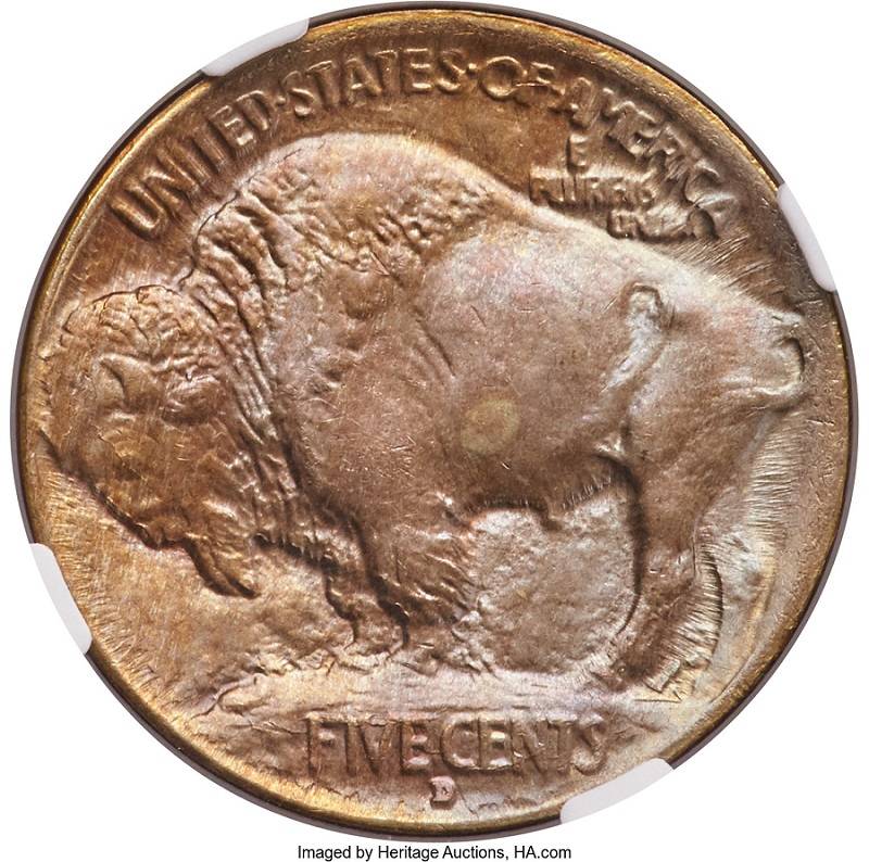 1913-D-Type-1-Buffalo-Indian-Nickel.--Toned.--Gawk.--Grade.
