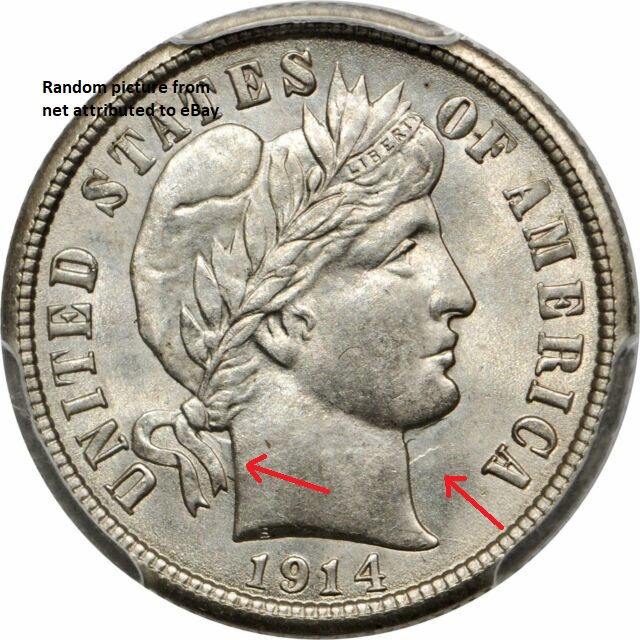 1916-Barber-Dime.--Question-On-Odd-Feature/Error.