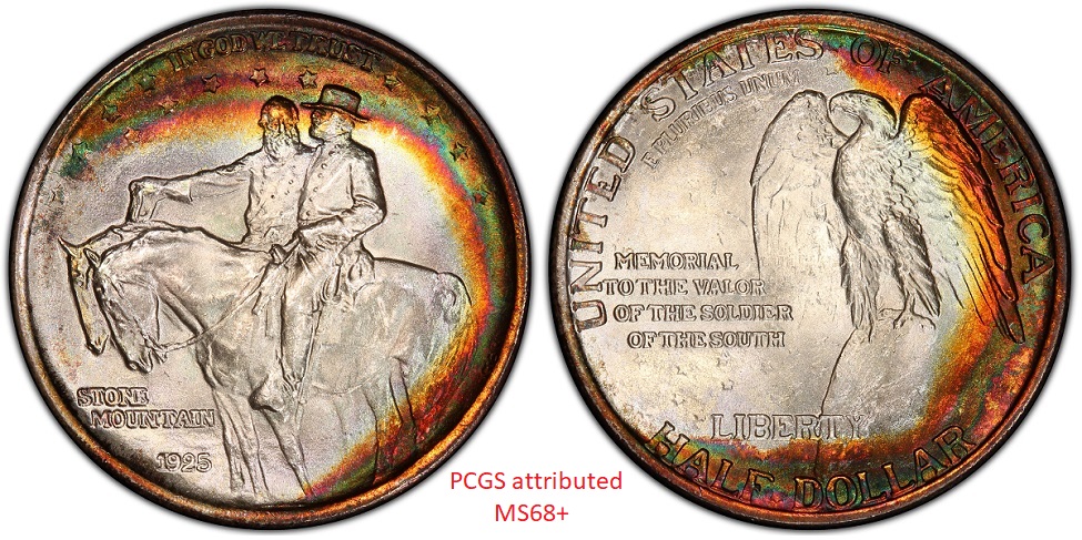 1925-Stone-Mountain-50c-Commemorative.--Stunning-Tone/Detail.--Grade.