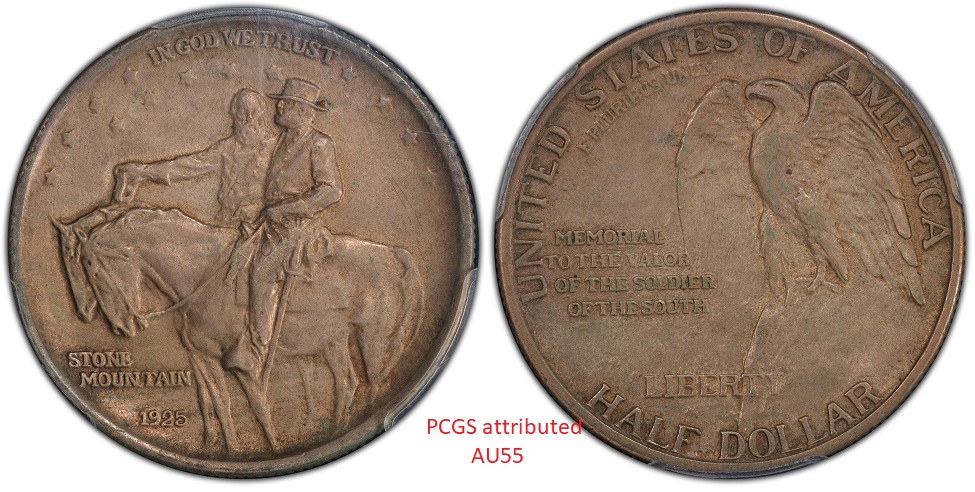 1925-Stone-Mountain-50c-Commemorative.--Stunning-Tone/Detail.--Grade.