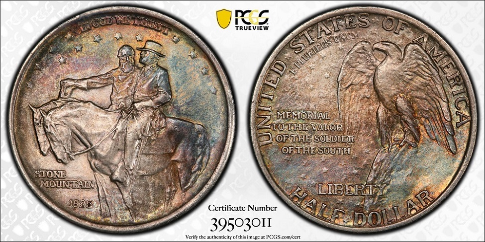 1925-Stone-Mountain-50c-Commemorative.--Stunning-Tone/Detail.--Grade.