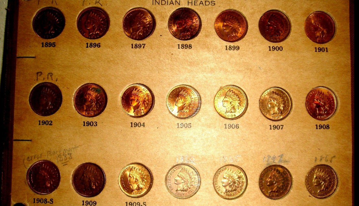 Flying-Eagle-/-Indian-Head-Collection-In-Old-Album-Pages