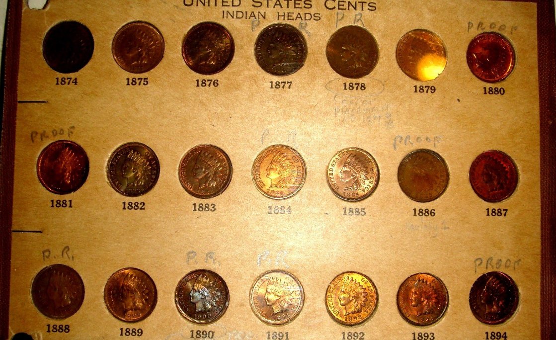 Flying-Eagle-/-Indian-Head-Collection-In-Old-Album-Pages