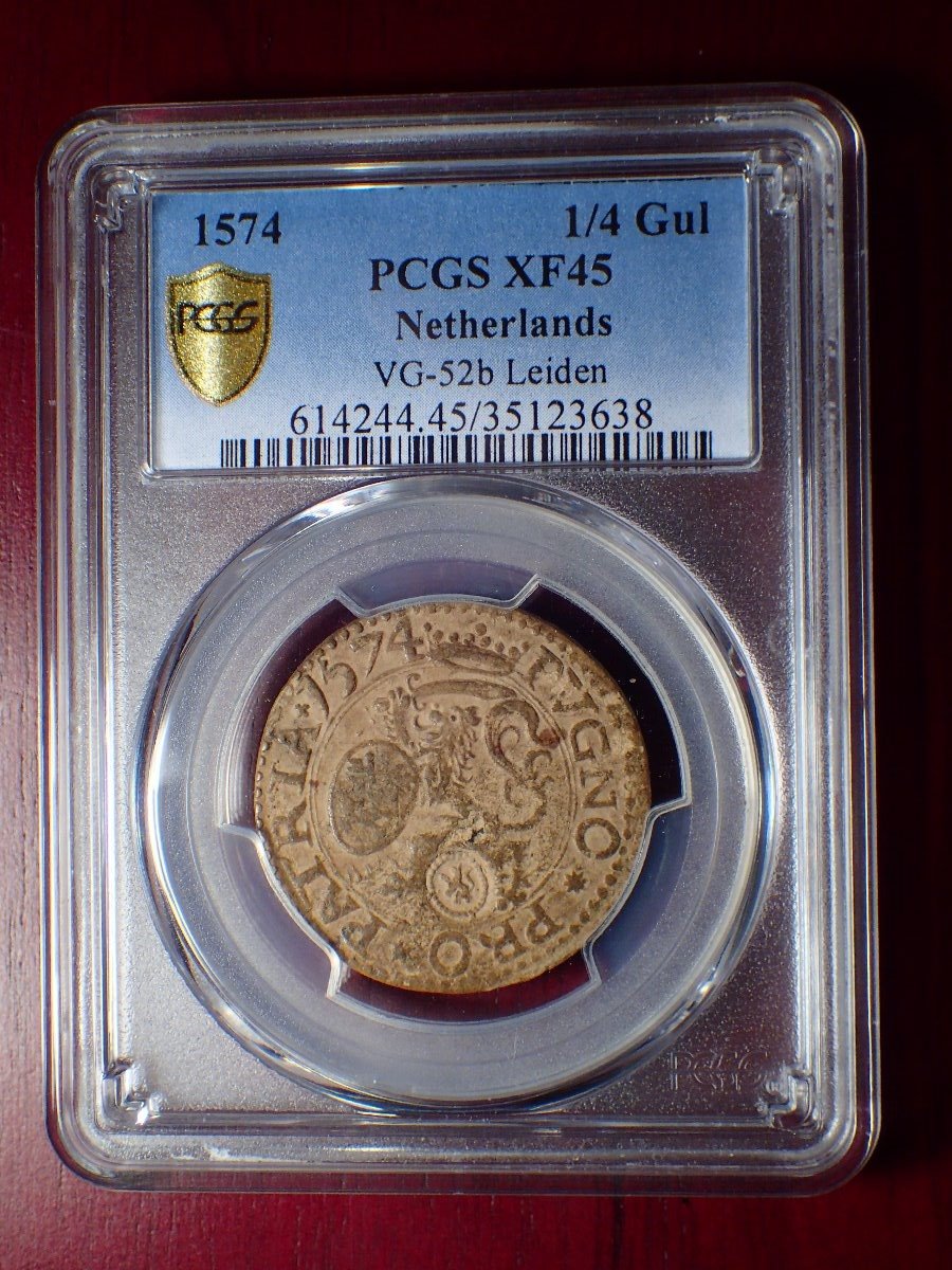 Rare-1574-Paper-Siege-Coin-Severely-Damaged-By-PCGS-During-Certification