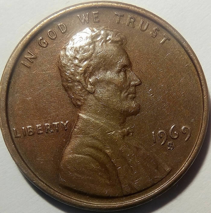 1969-S-Lincoln-Cent-With-Lamination-On-The-Reverse-Side-And-MD-Obverse-?