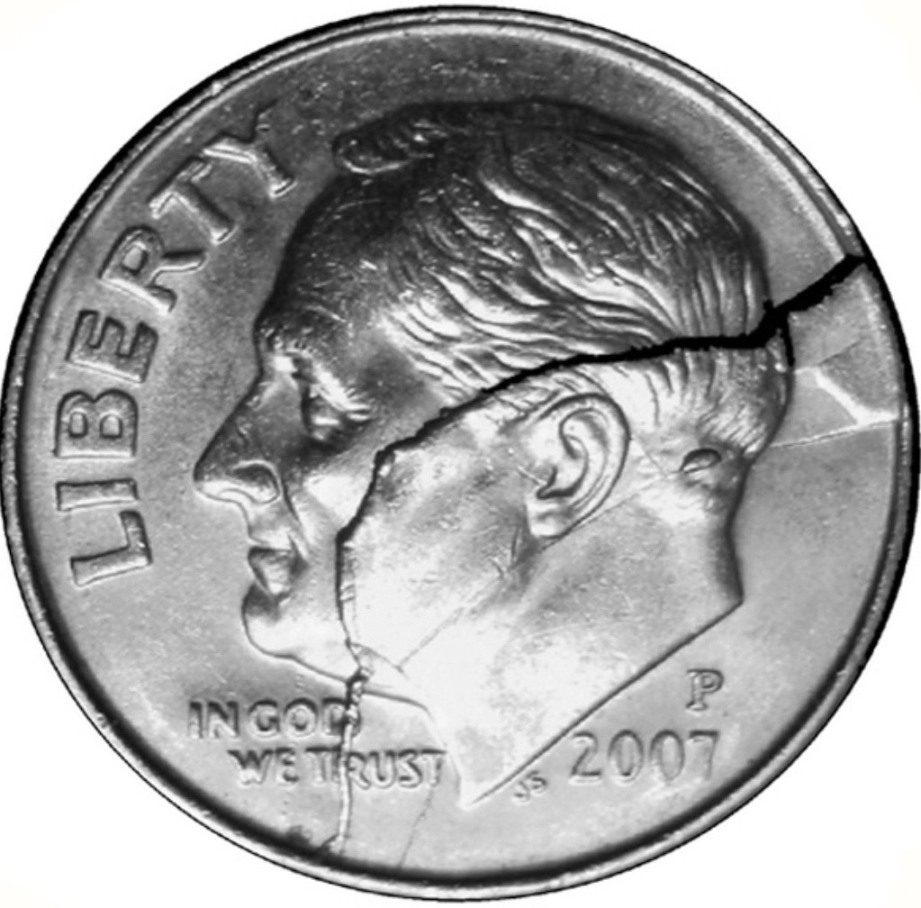 1941-D-Mercury-Dime-Shattered-Die-With-Extensive-Bi-Level-Die-Cracks?