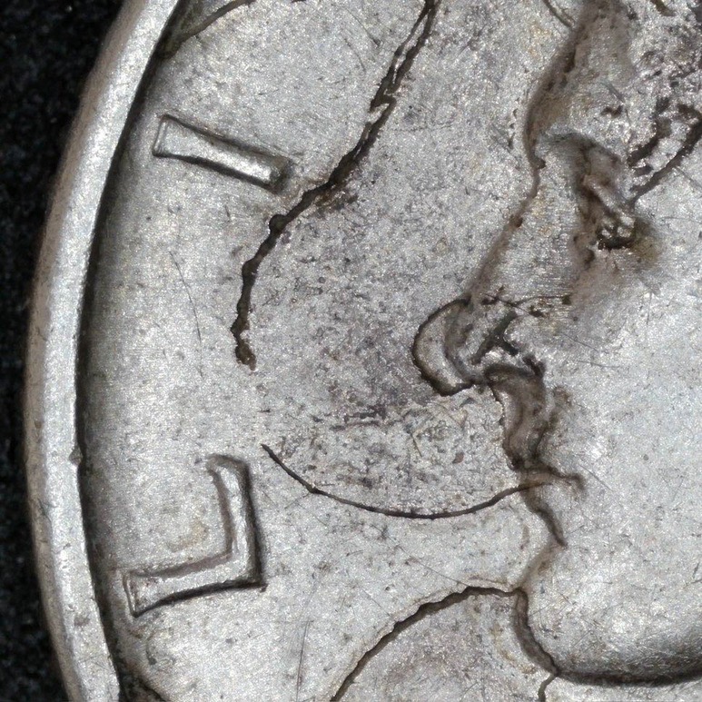 1941-D-Mercury-Dime-Shattered-Die-With-Extensive-Bi-Level-Die-Cracks?