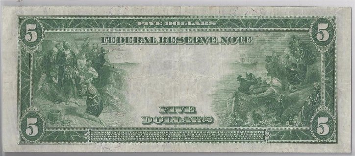 No.-838B---1914-Series---$5-Red-Seal-Fed-Note-VF30-35?