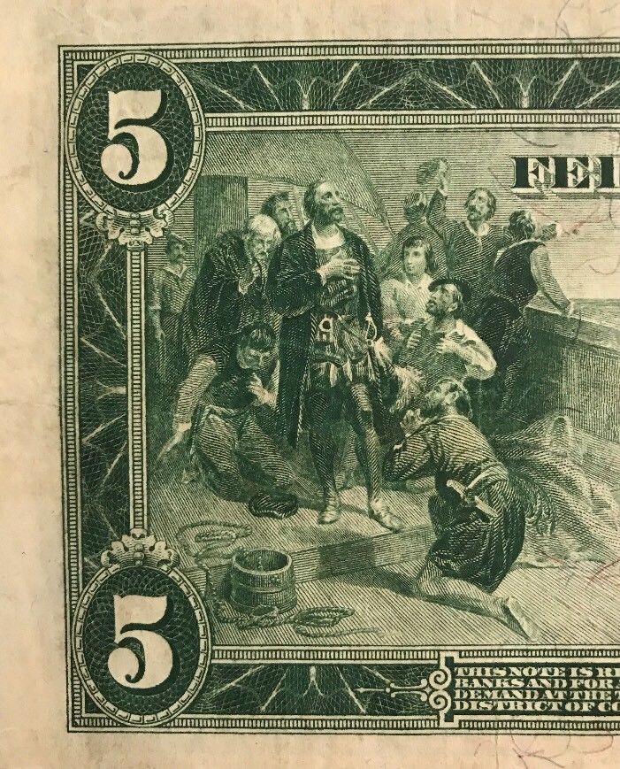 No.-838B---1914-Series---$5-Red-Seal-Fed-Note-VF30-35?