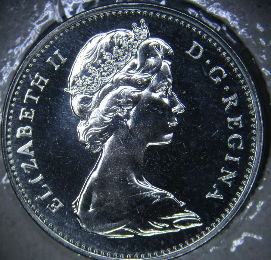 1974--Canadian-5-Cent---Massive-Cameo-Doubling