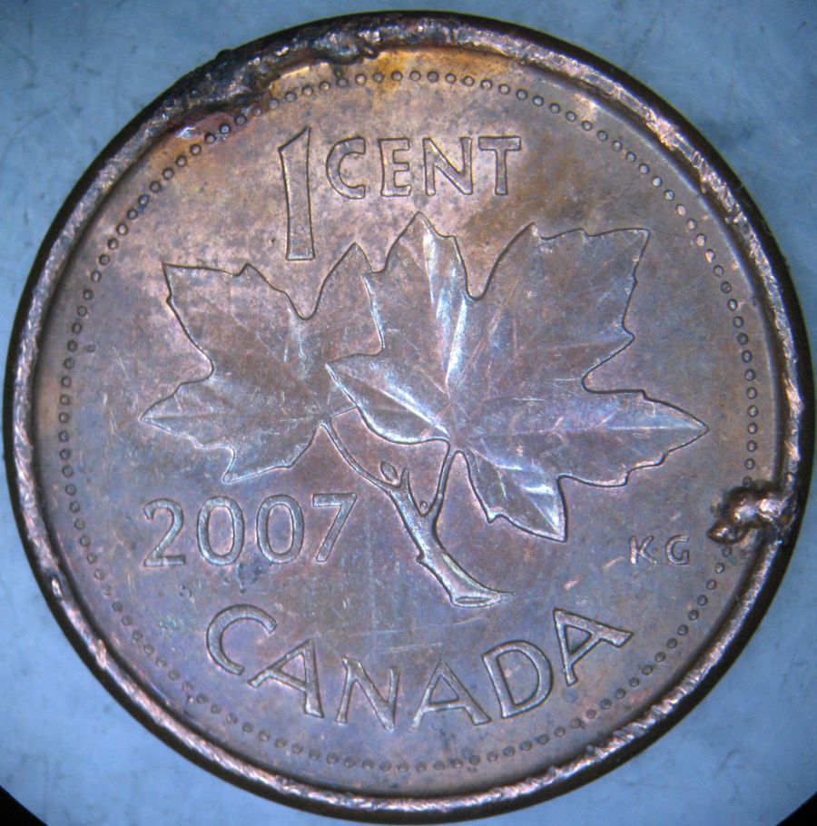 2007-Canadian-1-Cent-With-Multiple-Rim-Die-Breaks-With-Cuds