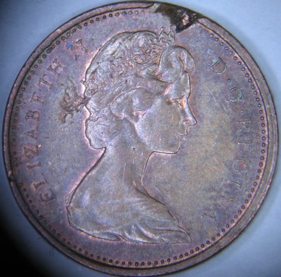 1971-Canadian-1-Cent---Pair-Of-Matching-Planchet-Flaws---Ragged-Clips