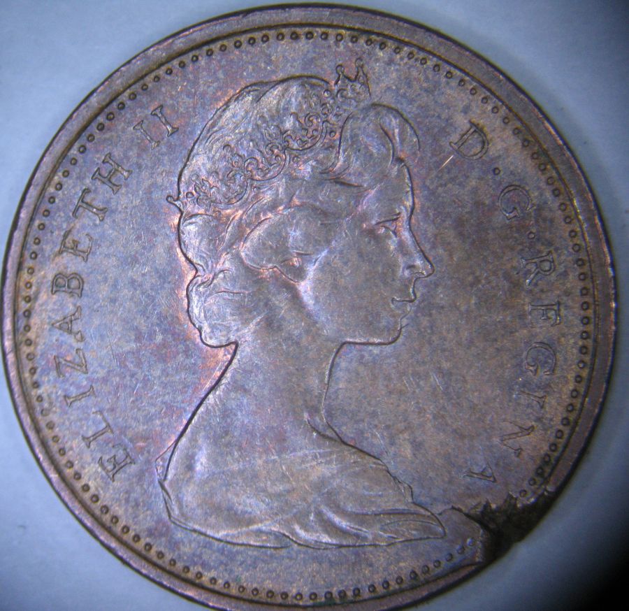 1971-Canadian-1-Cent---Pair-Of-Matching-Planchet-Flaws---Ragged-Clips