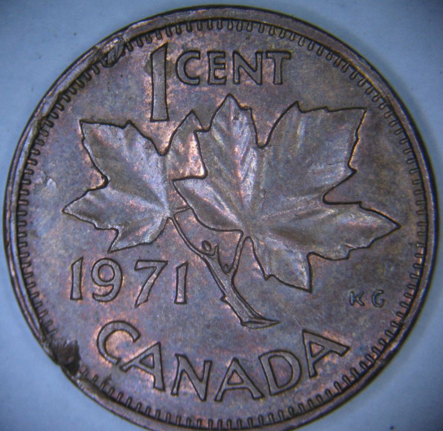 1971-Canadian-1-Cent---Pair-Of-Matching-Planchet-Flaws---Ragged-Clips