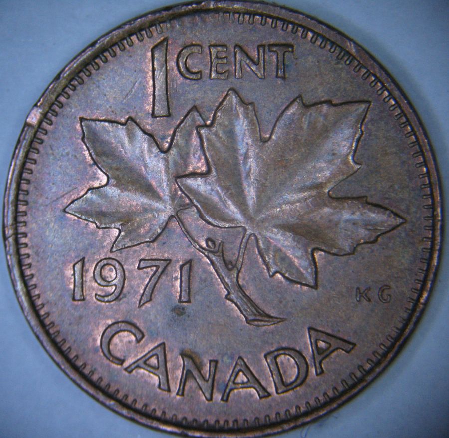 1971-Canadian-1-Cent---Pair-Of-Matching-Planchet-Flaws---Ragged-Clips