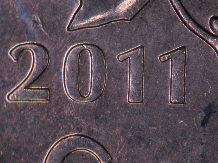 2011-Canadian-1-Cent-With-Lathe-Lines-Zinc