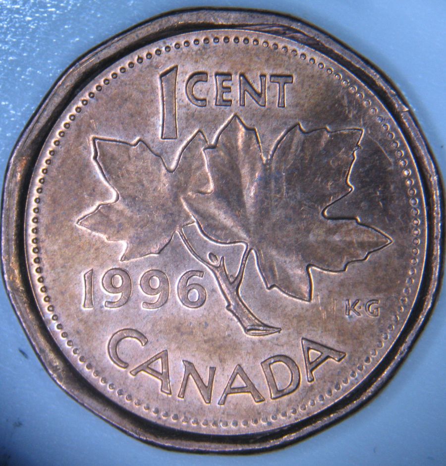1996-Canadian-1-Cent-Fragment-Imbedded-Strike