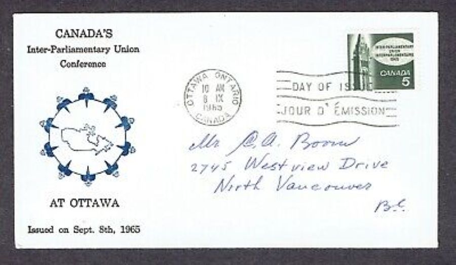 Canada-1965-Silver-Uncirculated-Coin-Set-In-Pliofilm---Inter-Parliamentary-Union-Card?