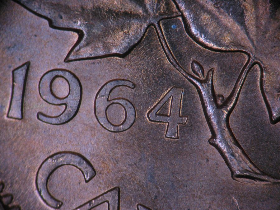 1964-Canadian-1-Cent---Strange-Lines-On-The-Bust-Only