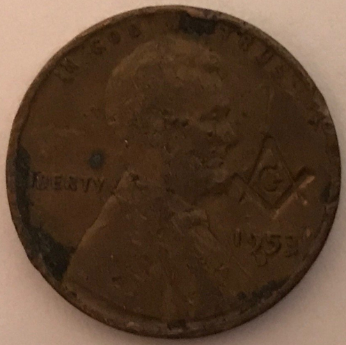 Masonic-Tokens,-Coins-And-Counter-Stamped-Pennies