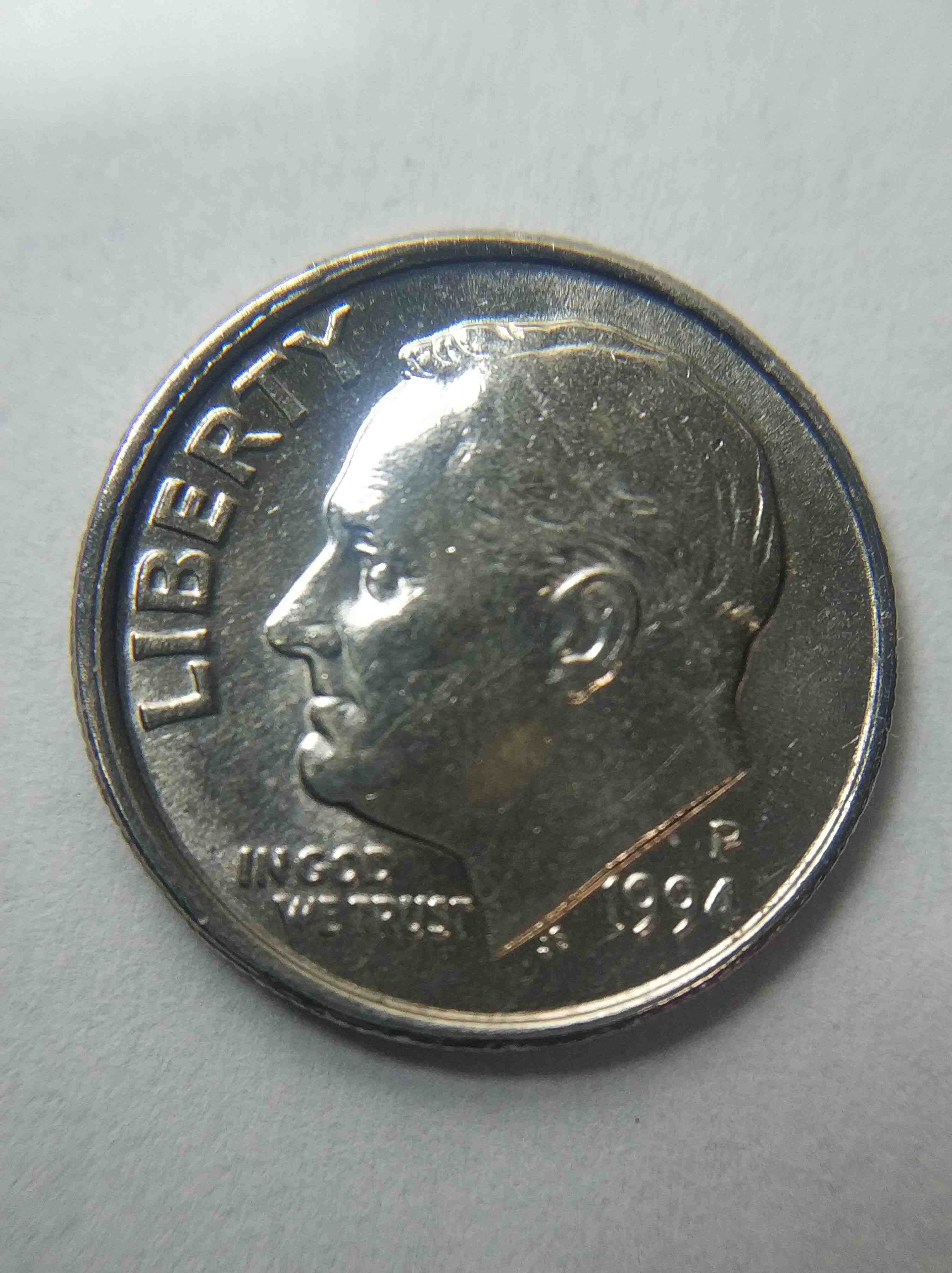 1994-P-FB-Roosevelt-Dime-Observe-Die-Shifted-&-Reserve-Lamination