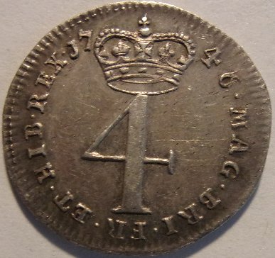 Three-UK-Coins-For-Grading--1754-Penny,-1890-Two-Pence,1746-4-Pence