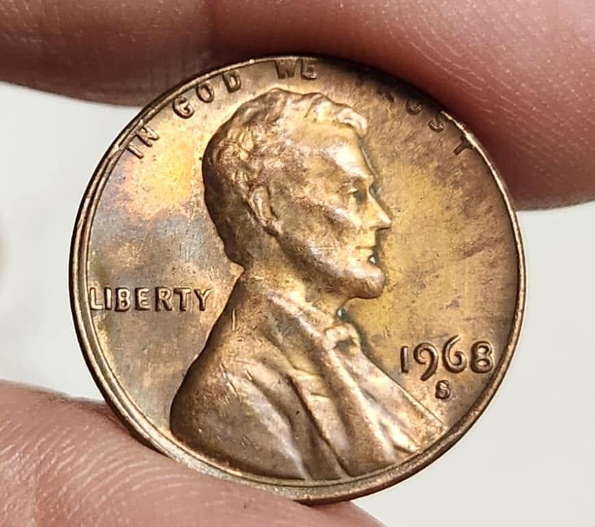 1968-S---Gold-Toning-On-Lincoln-Cent?