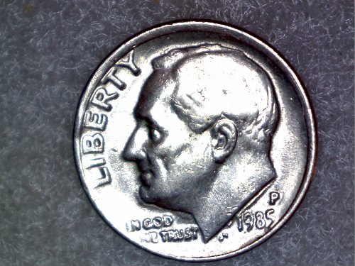1985-P-Dime,-Line-Under-Bust-And-Doubling?
