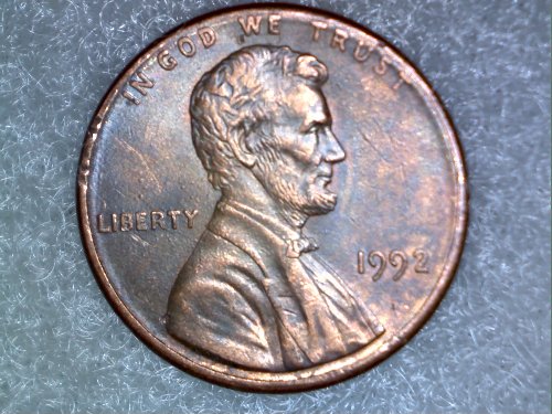 1992-Lincoln-Penny.-Die-Chip-With-Die-Crack-Line-To-Rim?