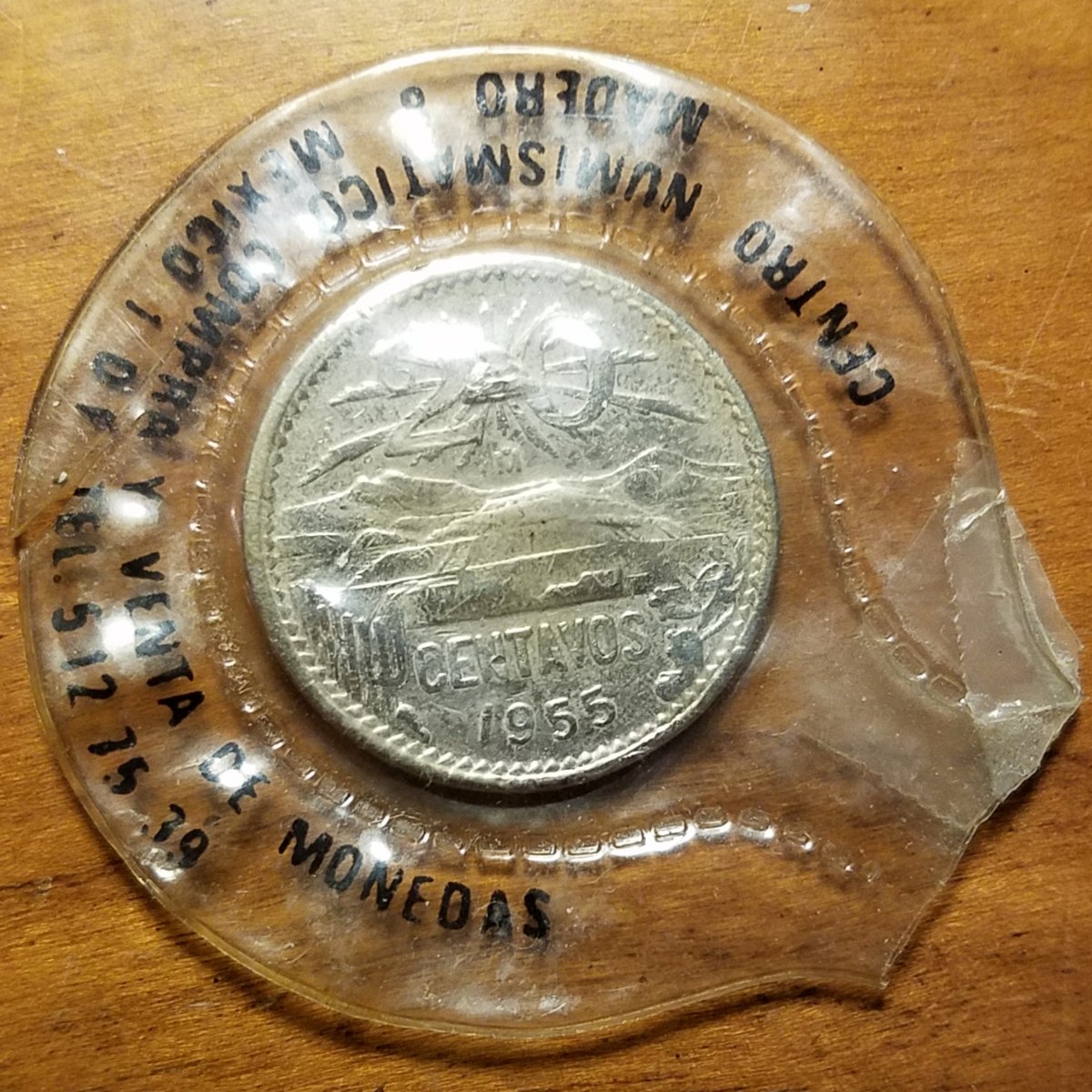 Mexico-1955-20-Centavos-Off-Metal-Error