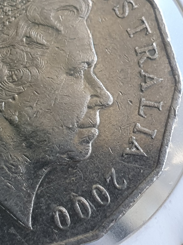 2000-Millennium-50c-Coin-Fat-Letters-And-Doubling-On-Obverse?-Cud-Maybe?