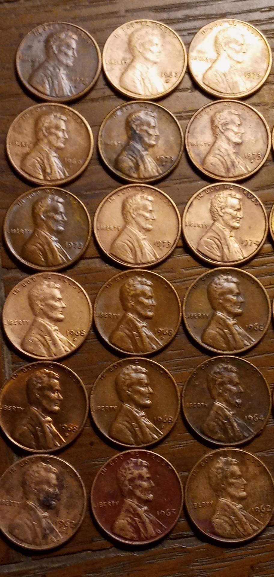 1960's-Pennies--1962-Penny-And-1965-Penny-Turned-Maroon-Both-Sides