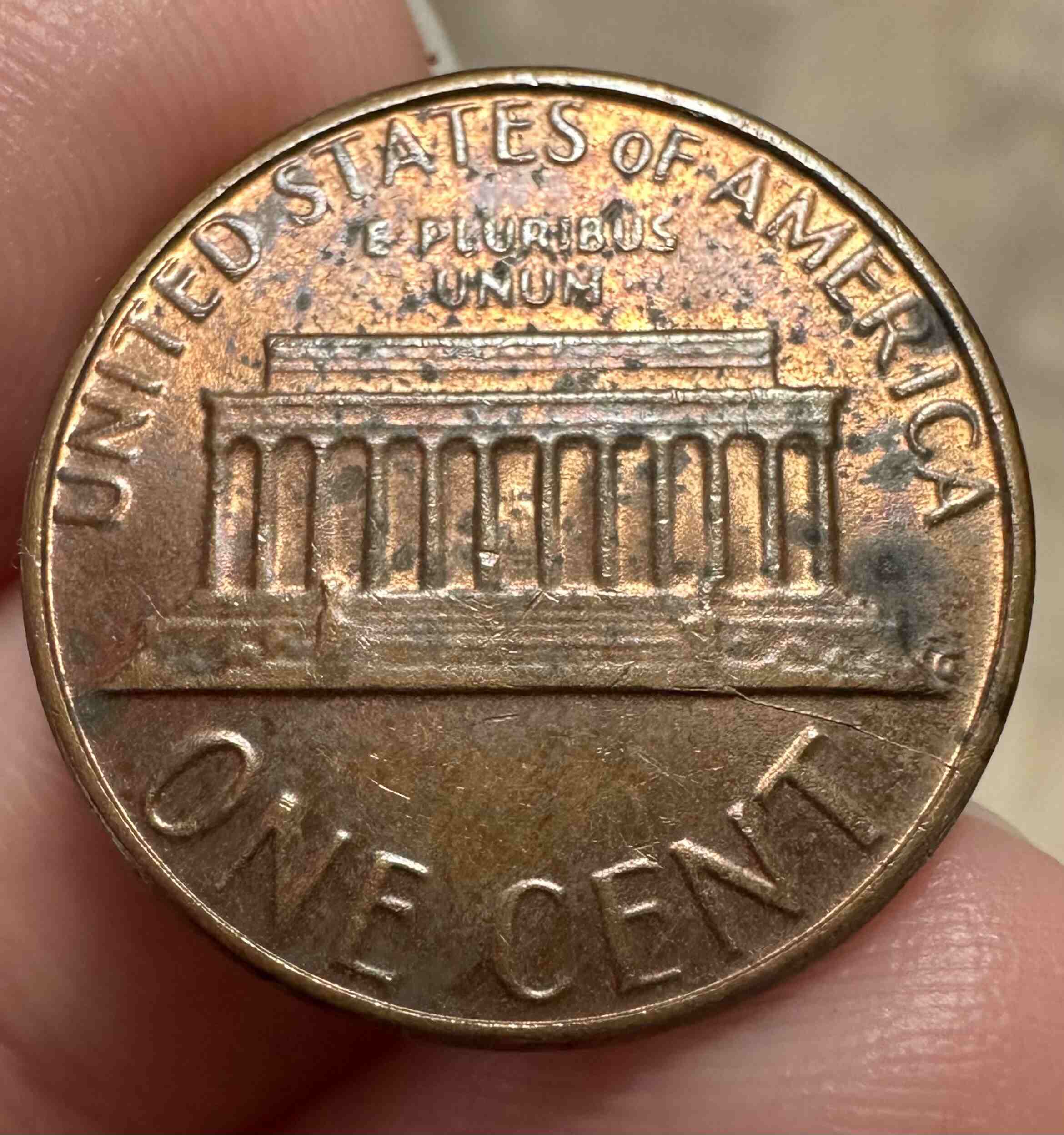 1982-P-Lg-Date-Lincoln-Penny-~-3.1g---Reverse-Die-Crack?