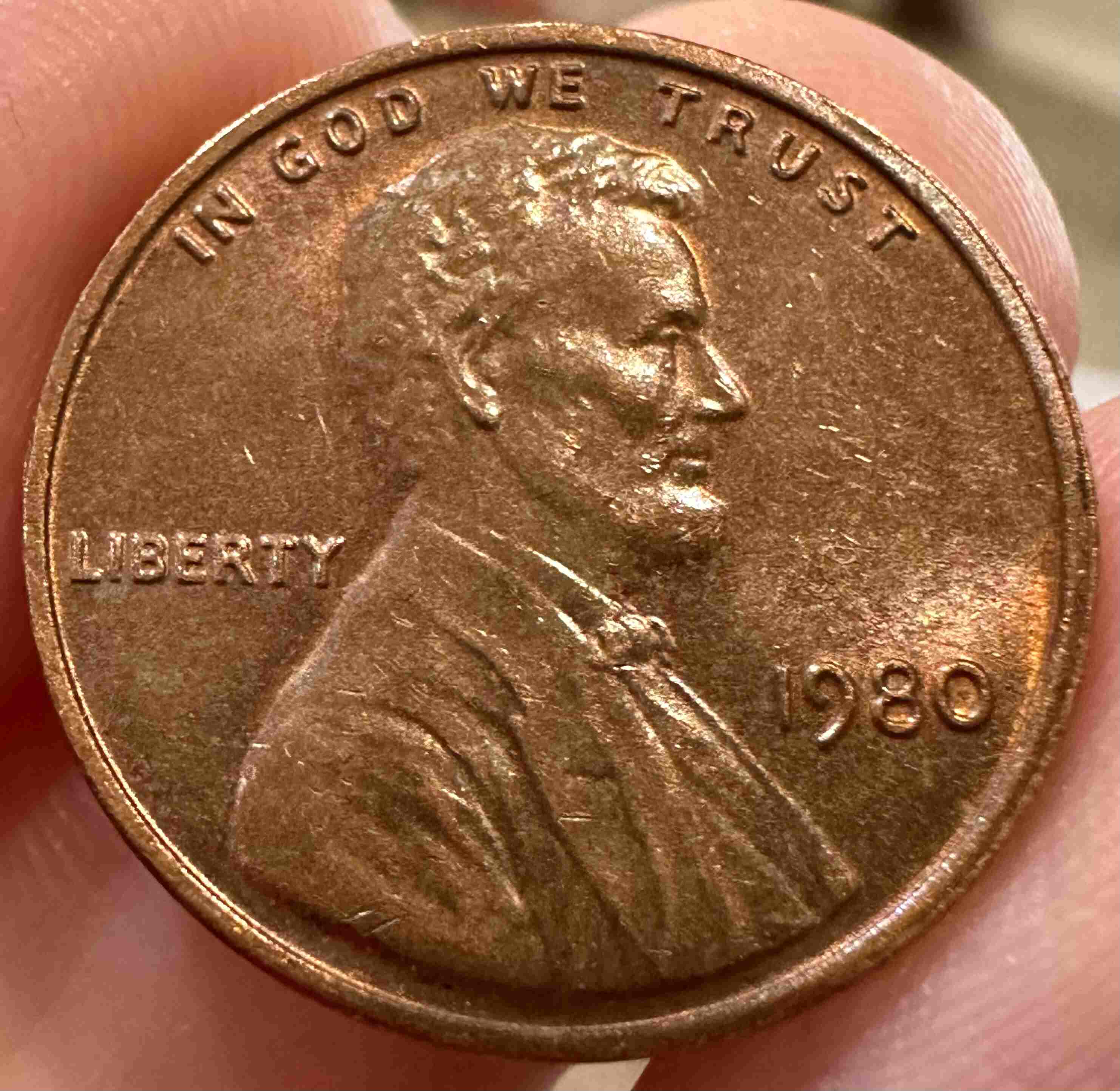 1980-P-Lincoln-Penny-~-REV-Die-Crack