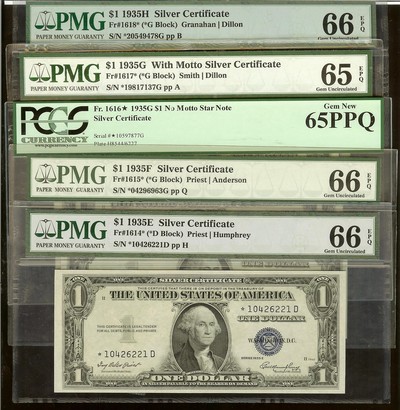 Finished-The-Series-1935--$1-Silver-Certificate-Star-Set