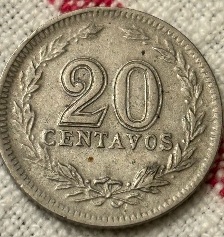20-Centavos-From-Argentia-1930---With-What-I-Think-Is-A-Die-Crack