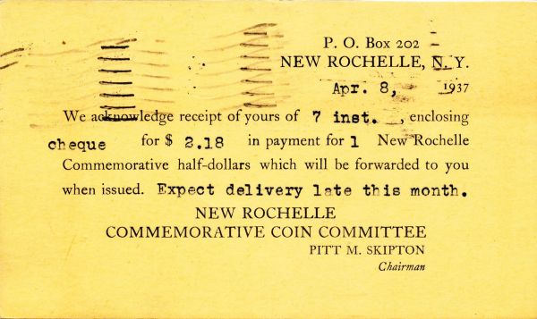 Commems-Collection-Classic:-1938-New-Rochelle-New-York-250th-Anniversary---Revisited