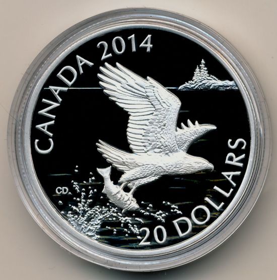 Commems-Collection-Canadian:-2014-Bald-Eagle-With-Fish-Silver-$20