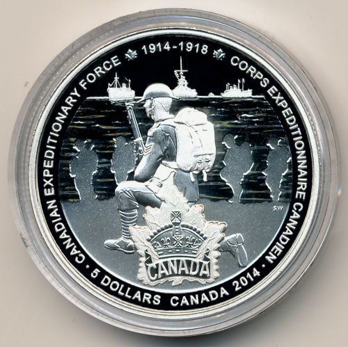 Commems-Collection-Canadian:-2014-WWI-Canadian-Expeditionary-Force-Silver-$5---Coin-9-Of-12