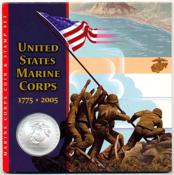 Commems-Collection-Modern:-2005-Marine-Corps-Anniversary-Coin-&-Stamp-Set