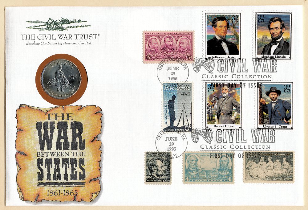 Commems-Collection-Modern:-1995---Civil-War-Battlefields-Coin-First-Day-Cover